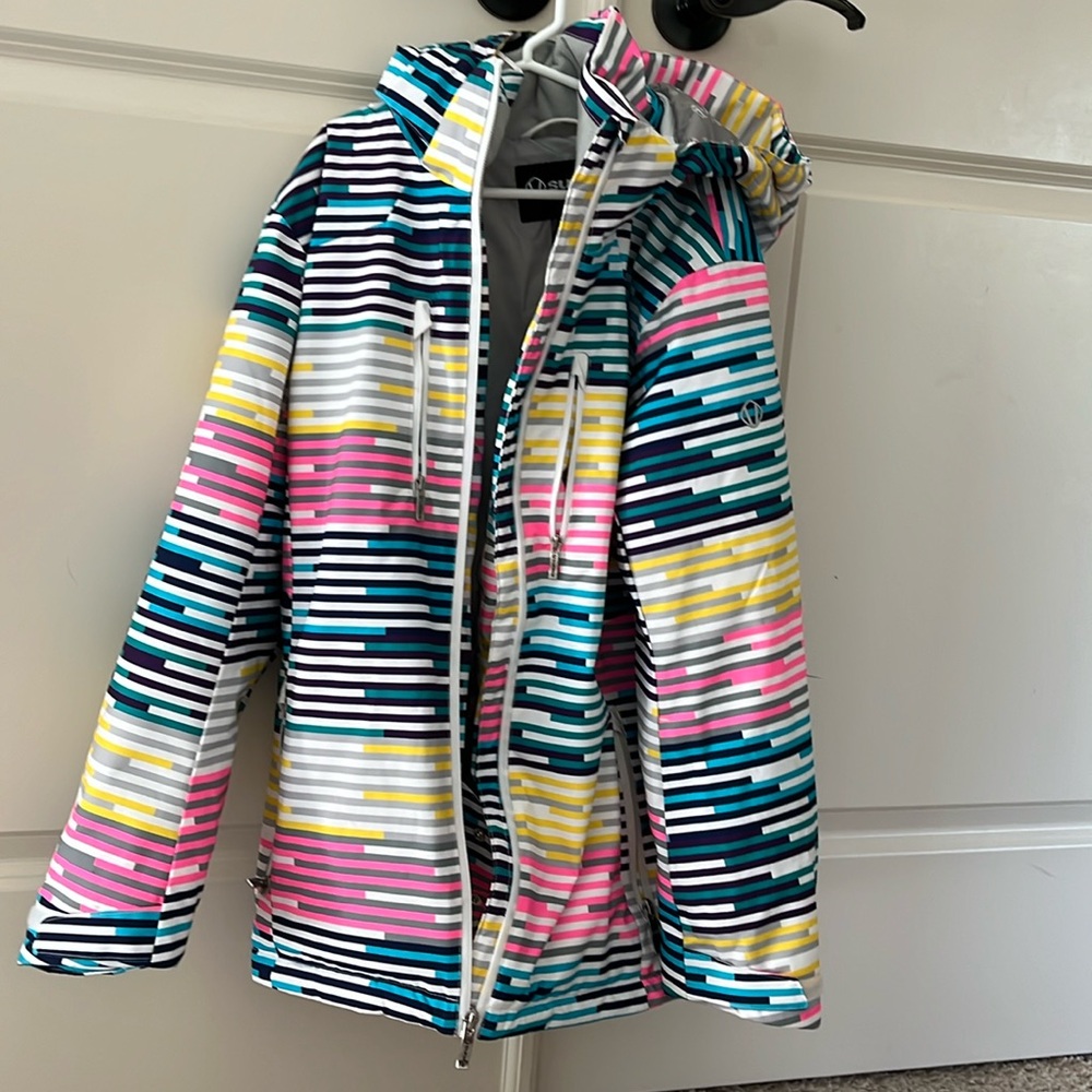 Colorful girls ski parka, size 12